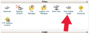 cPanel disk space