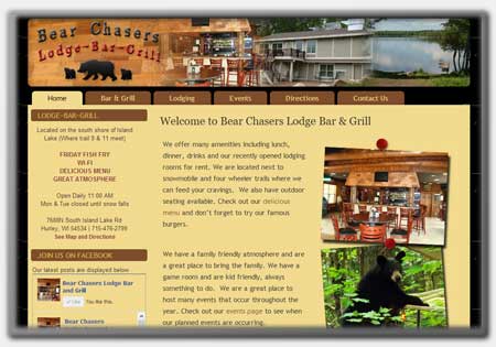 Restaurant and Bar Website Designs by Northwoods Web Designs