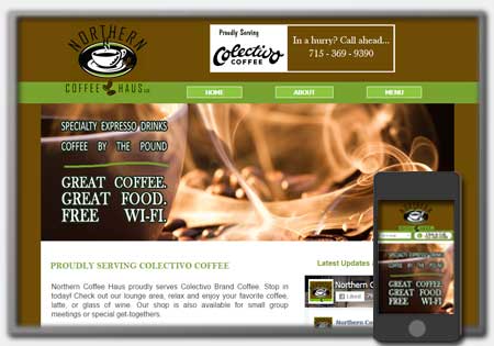 Coffee Cafe Shop Web Designs by Northwoods Web Designs